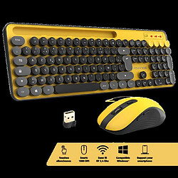 Avis Pack Premium Clavier sans fil + SOURIS sans fil optique Wireless Desktop ADVANCE nano récepteur USB JAUNE ET NOIR