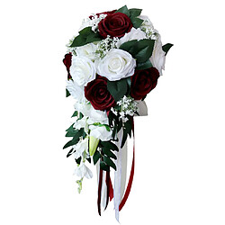 Acheter Mariage Main Bouquet De Mariée Tenant Des Fleurs Artificielles Blanc + Vin Rouge