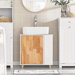 SoBuy BZR75-W Meuble sous Lavabo, Meuble sous Vasque, Armoire Salle de Bain avec Porte et 2 Compartiments Latéral