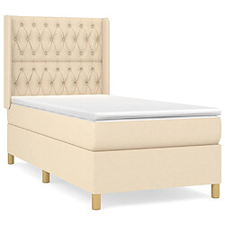 Maison Chic Structures de lit + matelas,Lit à sommier tapissier et matelas pour Chambre Crème 90x190 cm Tissu -MN14019