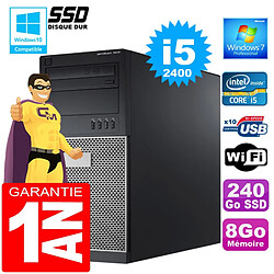 PC Tour DELL 7010 Core I5-2400 Ram 8Go Disque 240 Go SSD Graveur DVD Wifi W7 - Occasion