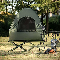 SoBuy OGS32-L-GR 4-in-1! 2 Places Lit Pliant Lit de Camp Pliable Voyage Camping avec Toit, Sac de Couchage pas cher