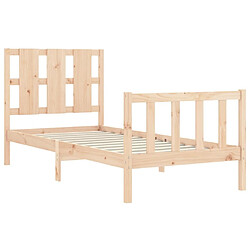 Maison Chic Cadre/structure de lit et tête de lit pour adulte - Lit Moderne Chambre 100x200 cm bois massif -MN53588 pas cher