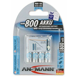 ANSMANN piles rechargeables AAA, 1,2V / 800mAh, NiMH - avec technologie maxE pour les appareils à forte consommation d'énergie/idéal pour les jouets, jeux électroniques, manettes, 4 unités