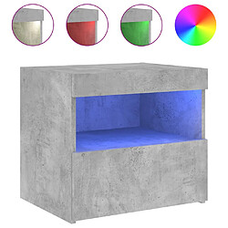 vidaXL Table de chevet avec lumières LED gris béton 50x40x45 cm