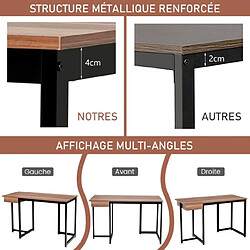 Avis Helloshop26 Bureau d'ordinateur 120cm tiroir cadre en métal repose-pieds réglables bureau moderne station de travail pour ordinateur portable noyer 20_0004830