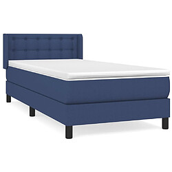 vidaXL Sommier à lattes de lit avec matelas Bleu 90x190 cm Tissu