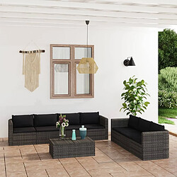 Maison Chic Salon de jardin 8 pcs + coussins - Mobilier/Meubles de jardin - Table et chaises d'extérieur Résine tressée Gris -MN54158