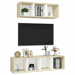 Avis Maison Chic Ensemble de meubles TV 2 pcs pour salon - Blanc et chêne sonoma Aggloméré -MN17795