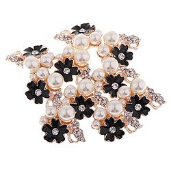 10pcs strass fleur bouton bouton diamante flatback ornements decor noir