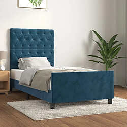 Maison Chic Lit adulte - Cadre Structure de lit avec tête de lit Contemporain Bleu foncé 80x200 cm Velours -MN30843