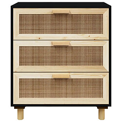 Acheter vidaXL Buffet Noir 60x30x70 cm Bois de pin massif et rotin naturel