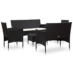 Maison Chic Salon de jardin 5 pcs + coussins - Mobilier/Meubles de jardin - Table et chaises d'extérieur Résine tressée Noir -MN19982