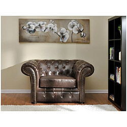 Vente-Unique Fauteuil chesterfield CLOTAIRE 100% cuir vieilli