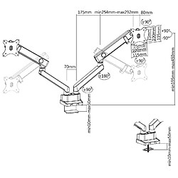 Acheter Kimex Support de bureau Full Motion 2 écrans PC 13"-32"