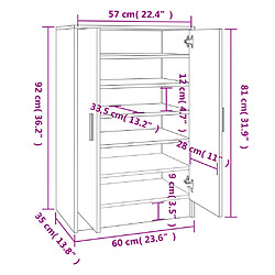 vidaXL Armoire à chaussures Blanc 60x35x92 cm Bois d’ingénierie pas cher