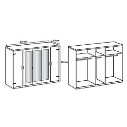 Acheter Pegane Chambre à coucher complète adulte (lit 180x200 cm + 2chevets+commode+armoire) coloris chêne