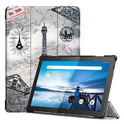 Etui en PU support triple pour l'impression de patrons tour Eiffel pour votre Lenovo Tab M10 TB-X605F