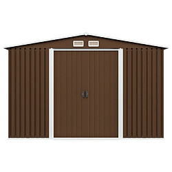 Helloshop26 Abri de jardin cabane cabanon maison de stockage remise extérieur hangar outils robuste 257 x 205 x 178 cm acier marron 02_0022387