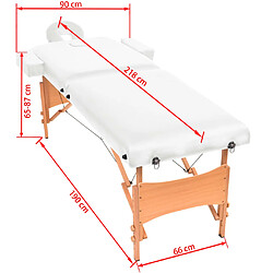 vidaXL Table de massage pliable à 2 zones 10 cm d'épaisseur Blanc pas cher