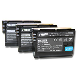 vhbw 3x batterie compatible avec Nikon 1 V appareil photo DSLR (1400mAh, 7V, Li-Ion) avec puce d'information