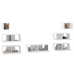 Avis vidaXL Ensemble de meubles TV 7 pcs Blanc Bois d'ingénierie