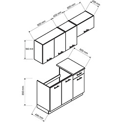 Avis Pegane Cuisine complète LUNA 5 éléments couleur Graphite avec plan de travail inclus - Longueur 120/180 cm