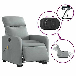 Maison Chic Fauteuil Relax pour salon, Fauteuil inclinable de massage électrique Gris clair Tissu -GKD18152 pas cher