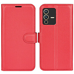 Etui en PU texture litchi avec support, rouge pour votre Vivo S12 Pro