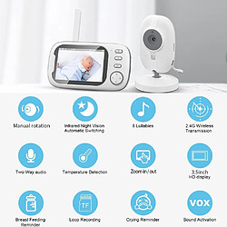 Babyphone Camera Vision Nocturne Écran 3.5 Pouces Alarme Température Lullabies EU Plug YONIS