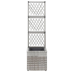 Maison Chic Jardinière,Lit surélevé - Bac à fleurs - pot de fleur en treillis 1 pot 30x30x107 cm Résine tressée Gris -GKD16444