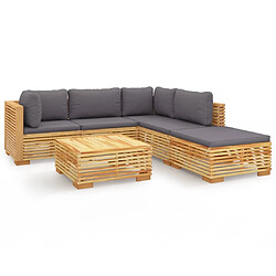 Maison Chic Salon de jardin 6 pcs + coussins - Mobilier/Meubles de jardin - Table et chaises d'extérieur Bois de teck solide -MN33345