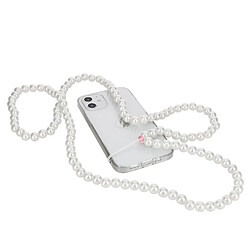 Avizar Bijou de Téléphone Bracelet à Perles 110cm Collection Perla Blanc