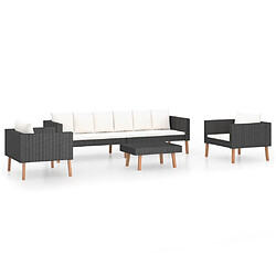 Maison Chic Salon de jardin 4 pcs + coussins - Mobilier/Meubles de jardin - Table et chaises d'extérieur Résine tressée Noir -MN34574