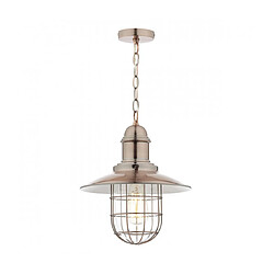 Luminaire Center Suspension Terrace cuivre antique et verre 1 ampoule