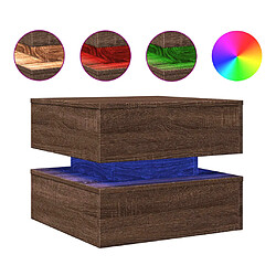 ComfortXL Table Basse Avec Lumières LED Chêne Marron 50x50x40 Cm