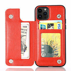 Coque en TPU + PU anti-rayures, anti-chutte avec béquille et porte-cartes pour votre iPhone 14 Pro - rouge