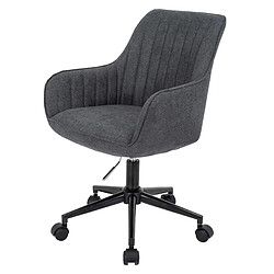 Decoshop26 Chaise de bureau pivotante avec accoudoirs en tissu anthracite coutures décoratives 04_0006209