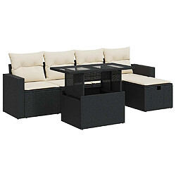 vidaXL Salon de jardin 6 pcs avec coussins noir résine tressée