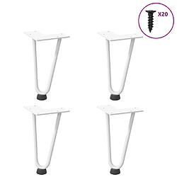 vidaXL Pieds de table en forme d'épingle à cheveux 4 pcs blanc 20 cm