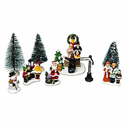 Lot de 9 Santons Village de Noël 7cm Multicolore