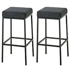 Decoshop26 Lot de 2 tabourets de bar avec repose-pieds design simple hauteur 85 cm en tissu gris foncé et métal noir 10_0004383