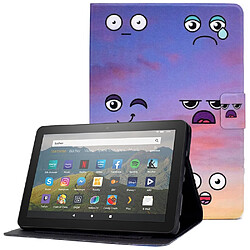 Etui en PU fermoir magnétique avec support et porte-cartes pour votre Amazon Fire HD 8 (2020) - Expression faciale