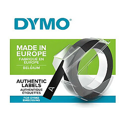 Ruban de marquage 3D pour étiqueteuse DYMO Omega écriture blanche sur fond noir brillant cassette 9mmx3m