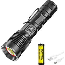 BESTA Super lumineux 10000 lumens xhp99 LED TORCH, lampe de poche LED USB zoomable et étanche Lantern 3 modes Torches à main imperméables à la randonnée d'urgence en camping