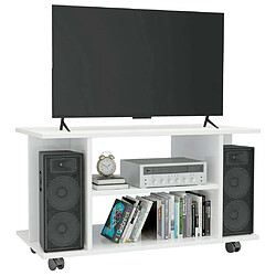 Avis Maison Chic Meuble TV scandinave - Banc TV pour salon avec roulettes Blanc brillant 80x40x40 cm Aggloméré -MN57690