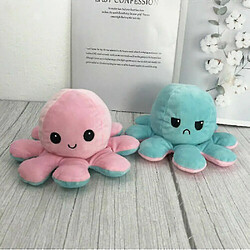 Universal Octopus en peluche réversible mignon hambuolet jouet soft toy cadeau joyeux jouet triste (bleu et rose)