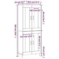 vidaXL Buffet haut Chêne marron 69,5x34x180 cm Bois d'ingénierie pas cher