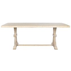 Pegane Table à manger, table de repas rectangulaire en bois de manguier coloris blanc - longueur 200 x profondeur 100 x Hauteur 76 cm