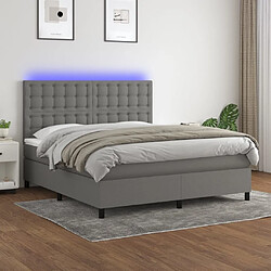 Maison Chic Lit adulte- Lit + matelas,Sommier à lattes de lit et matelas et LED Gris foncé 160x200 cm -GKD17284